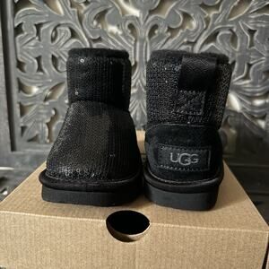UGG Toddler Classic Mini Mirror Ball Boots Black Sequin Princess Fairy Size 7